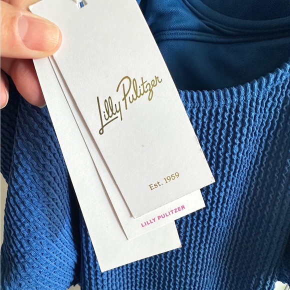 Lilly Pulitzer Womens Barton Blue Alizee Scrunch One Piece Swimsuit Sz 16 - Picture 6 of 14